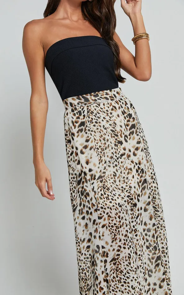 Showpo RIVA MAXI SKIRT 8211 HIGH WAISTED FLARE SKIRT In Animal Print Women Skirts