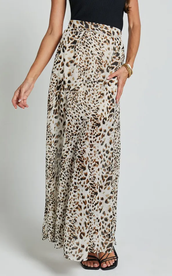 Showpo RIVA MAXI SKIRT 8211 HIGH WAISTED FLARE SKIRT In Animal Print Women Skirts