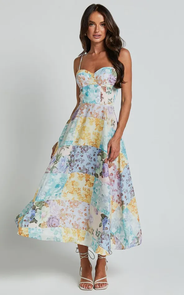Showpo Robertson Midi Dress 8211 Strappy Sweetheart Bustier Flare Dress In Vintage Floral Women Curve Clothes Showpo Robertson Midi Dress 8211 Strappy Sweetheart Bustier Flare Dress In Vintage Floral Women Curve Clothes