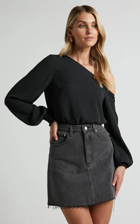 Showpo Robin Top 8211 Long Sleeve Off Shoulder Top In Black Women Tops