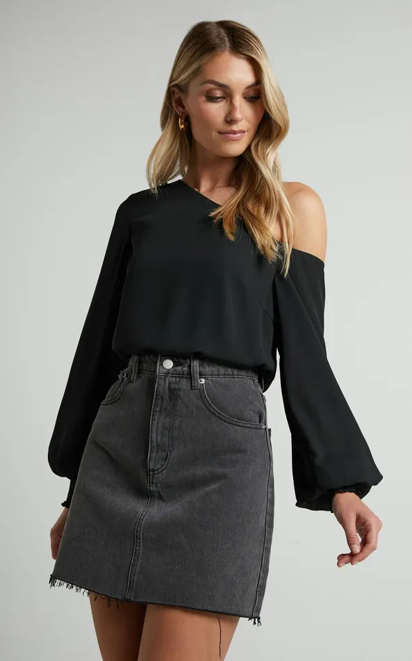 Showpo Robin Top 8211 Long Sleeve Off Shoulder Top In Black Women Tops