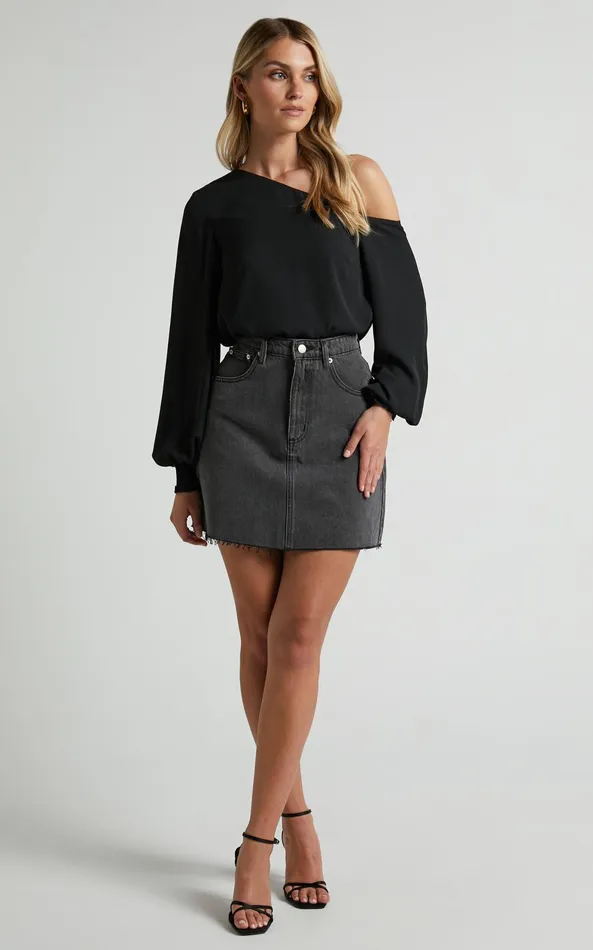 Showpo Robin Top 8211 Long Sleeve Off Shoulder Top In Black Women Tops
