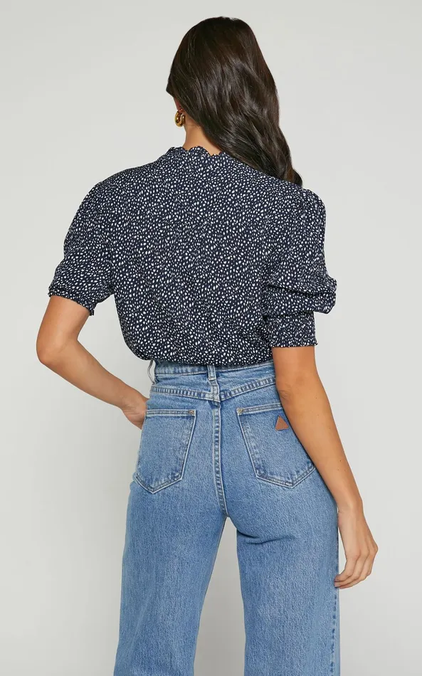 Showpo Rocsi Top 8211 Short Sleeve Button Through Blouse In Black And White Spot Women Tops