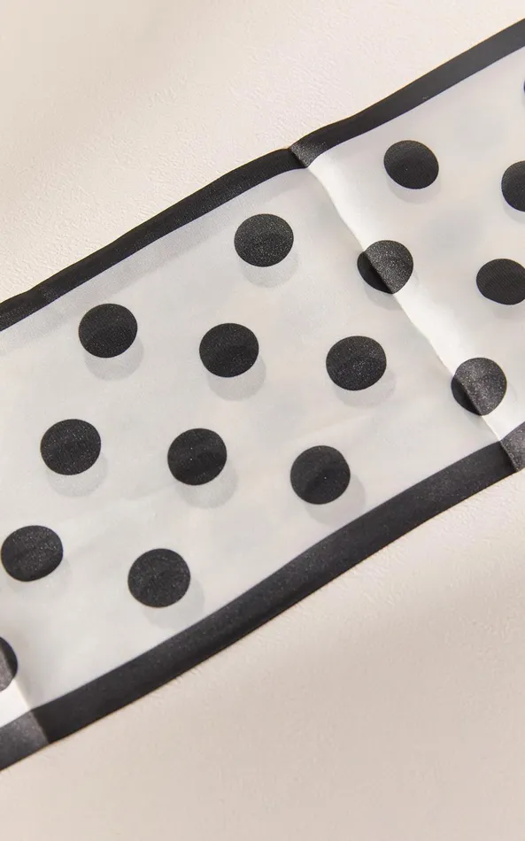 Showpo Rogan Scarf 8211 Satin Tie Up Printed Scarf In White Polka Dot Women Scarves and Gloves