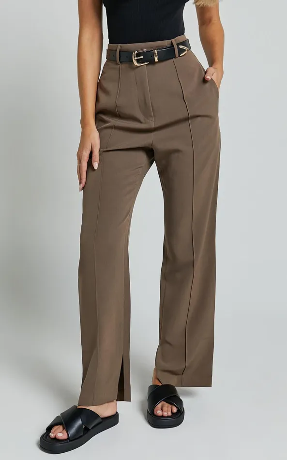 Showpo Rogers 8211 High Waisted Pants In Mocha Women Pants