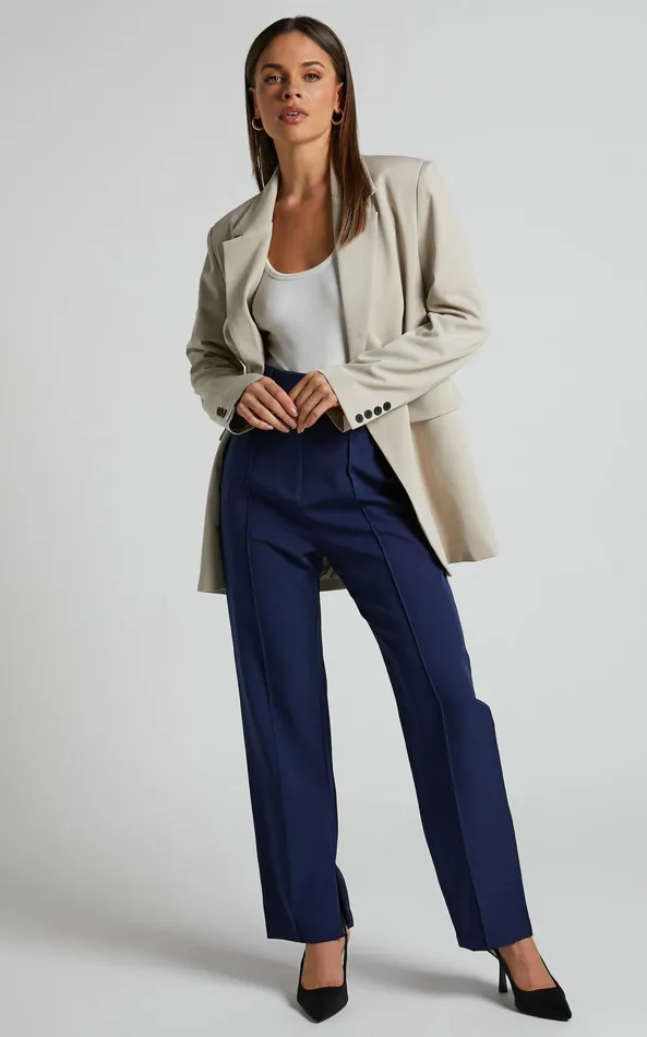Showpo Rogers 8211 High Waisted Pants In Navy Women Curve Clothes