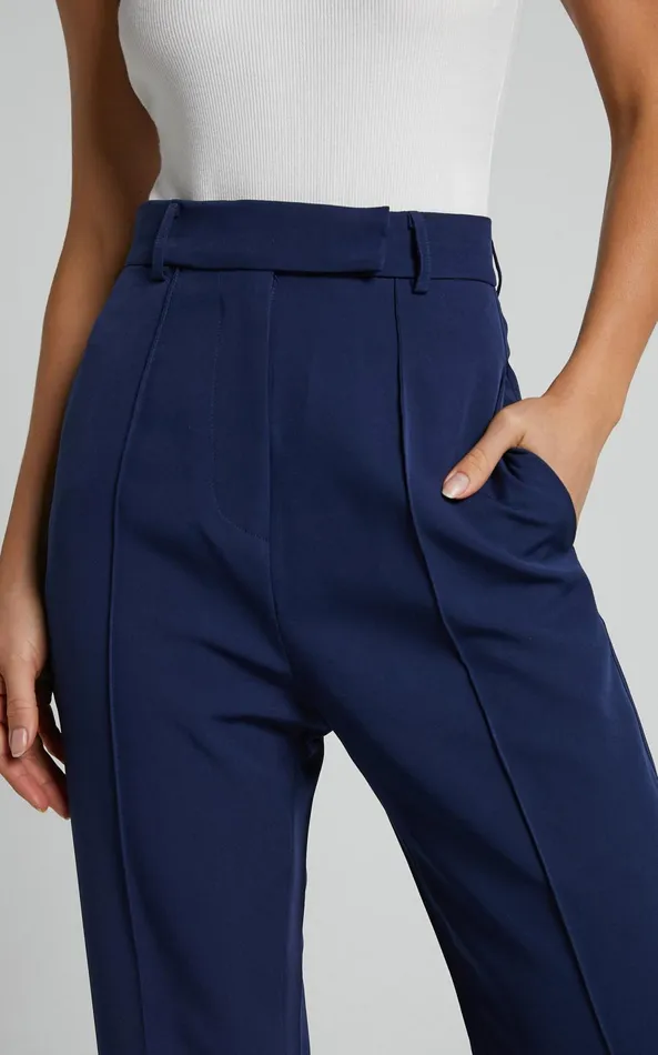 Showpo Rogers 8211 High Waisted Pants In Navy Women Curve Clothes