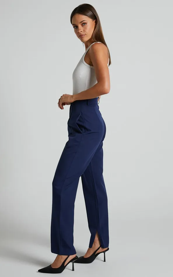 Showpo Rogers 8211 High Waisted Pants In Navy Women Curve Clothes