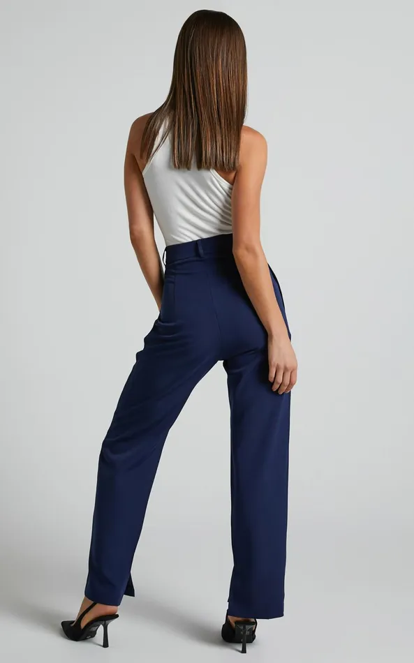 Showpo Rogers 8211 High Waisted Pants In Navy Women Curve Clothes