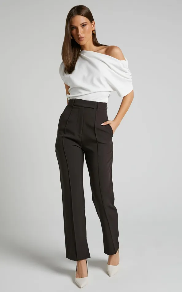 Showpo Rogers Straight Leg Pants In Charcoal Women Pants