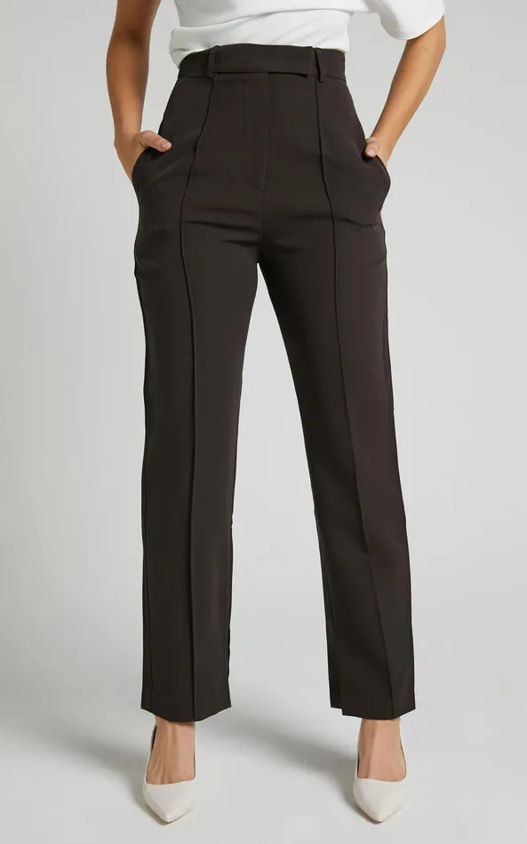 Showpo Rogers Straight Leg Pants In Charcoal Women Pants