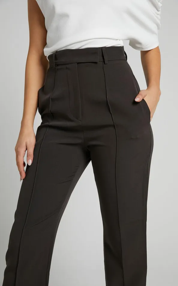 Showpo Rogers Straight Leg Pants In Charcoal Women Pants