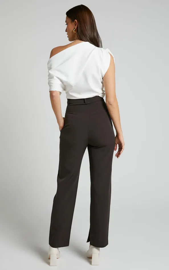 Showpo Rogers Straight Leg Pants In Charcoal Women Pants