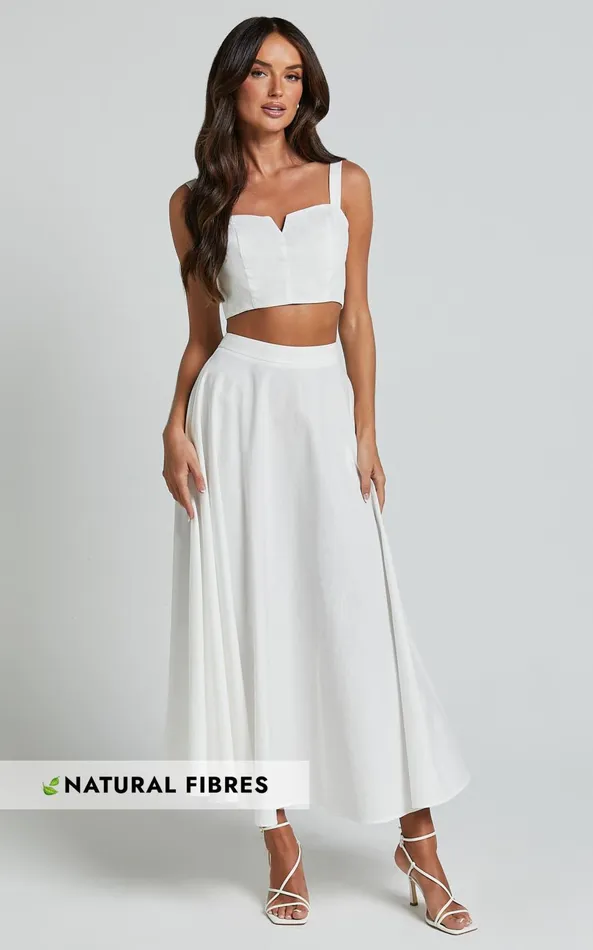 Showpo Romana Two Piece Set 8211 Crop Top And Midi Skirt Set In Ivory Women Two Piece Sets and Coords Showpo Romana Two Piece Set 8211 Crop Top And Midi Skirt Set In Ivory Women Two Piece Sets and Coords