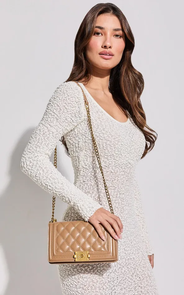 Showpo Rome Bag 8211 Quilted Cross Body Bag In Brown Women Bags