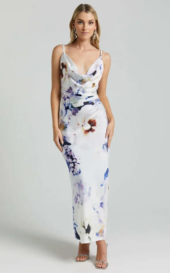 Showpo Romilly Maxi Dress 8211 Strappy Cowl Neck Slip In La Reverie Print Women Dresses Showpo Romilly Maxi Dress 8211 Strappy Cowl Neck Slip In La Reverie Print Women Dresses