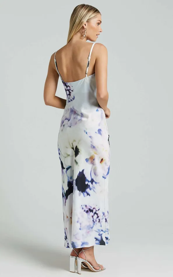 Showpo Romilly Maxi Dress 8211 Strappy Cowl Neck Slip In La Reverie Print Women Dresses