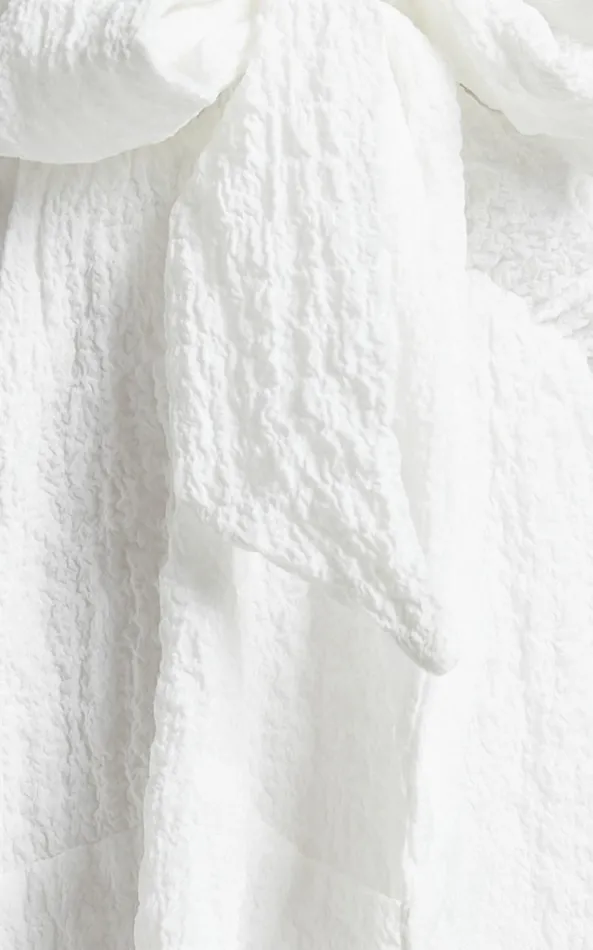 Showpo Rosalei Mini Dress 8211 Puff Sleeve Tie Front Dress In White Women Dresses