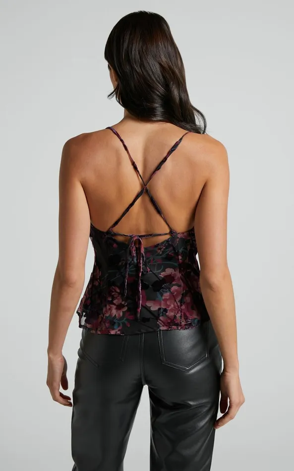 Showpo Rosalie Top 8211 Cowl Neck Cami Top In Burn Out Floral Women Tops