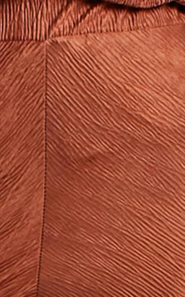Showpo Rosamund 8211 High Waisted Crinkle Flared Pants In Clay Women Pants