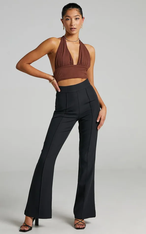 Showpo Roschel Pants 8211 High Waisted Flared Pants In Black Women Curve Clothes Showpo Roschel Pants 8211 High Waisted Flared Pants In Black Women Curve Clothes