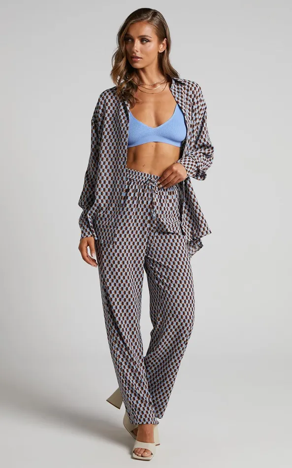 Showpo Rosetti Shirt 8211 Relaxed Button Down Longline Shirt In Blue Geo Women Tops Showpo Rosetti Shirt 8211 Relaxed Button Down Longline Shirt In Blue Geo Women Tops