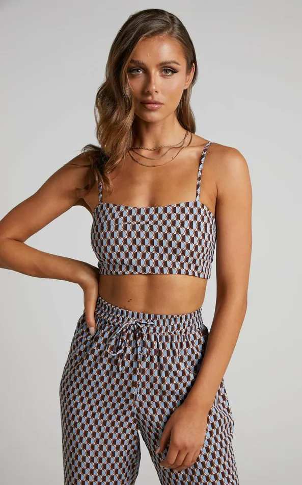 Showpo Rosetti Top 8211 Bralette Top In Blue Geo Women Curve Clothes