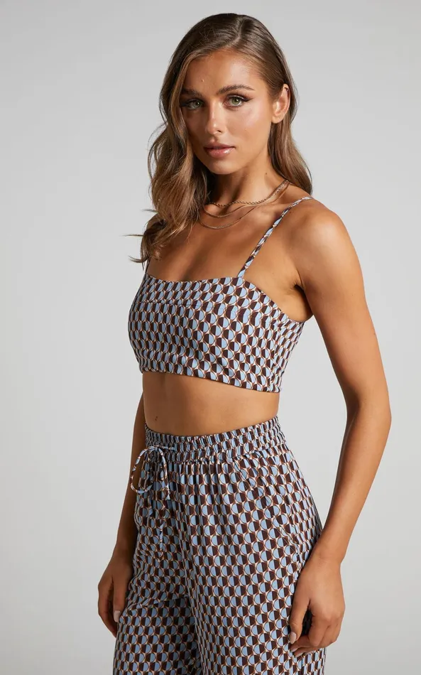 Showpo Rosetti Top 8211 Bralette Top In Blue Geo Women Curve Clothes