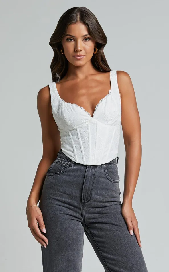 Showpo Rowan Top 8211 Corset Lace Top In White Women Tops