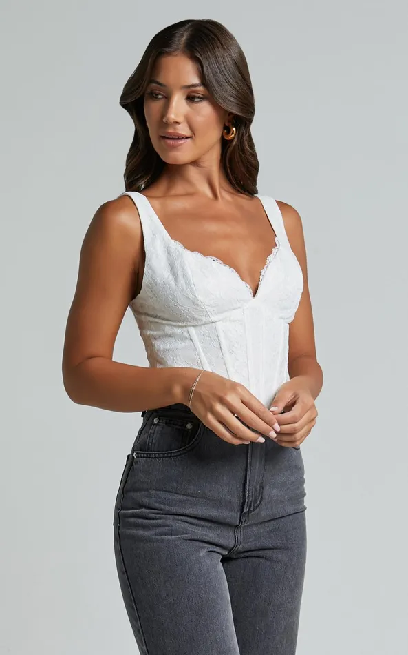 Showpo Rowan Top 8211 Corset Lace Top In White Women Tops