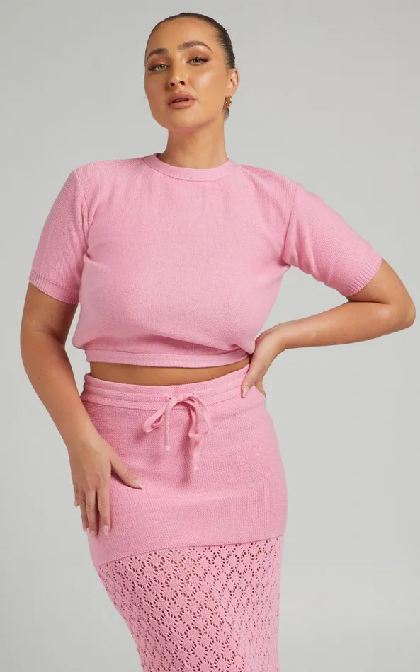 Showpo Rue Stiic 8211 Elina Knit Top In Pink Women Knitwear