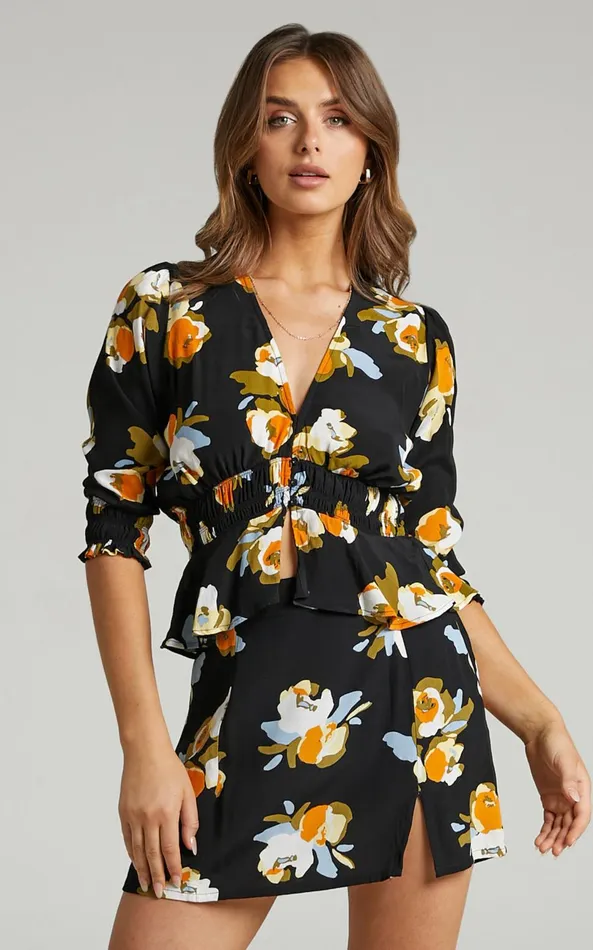 Showpo Rue Stiic 8211 Patti Mini Skirt In Marigold Floral Women Skirts