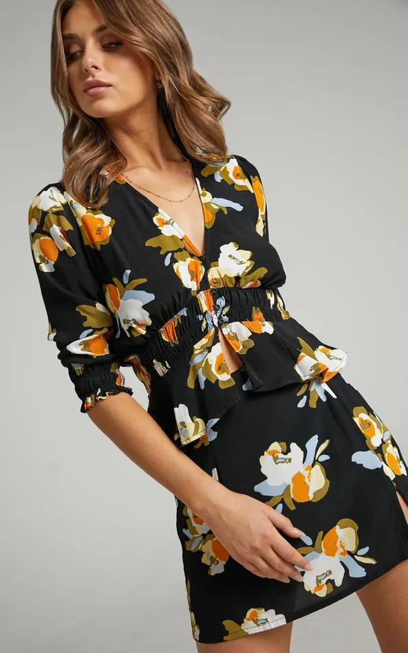 Showpo Rue Stiic 8211 Patti Mini Skirt In Marigold Floral Women Skirts