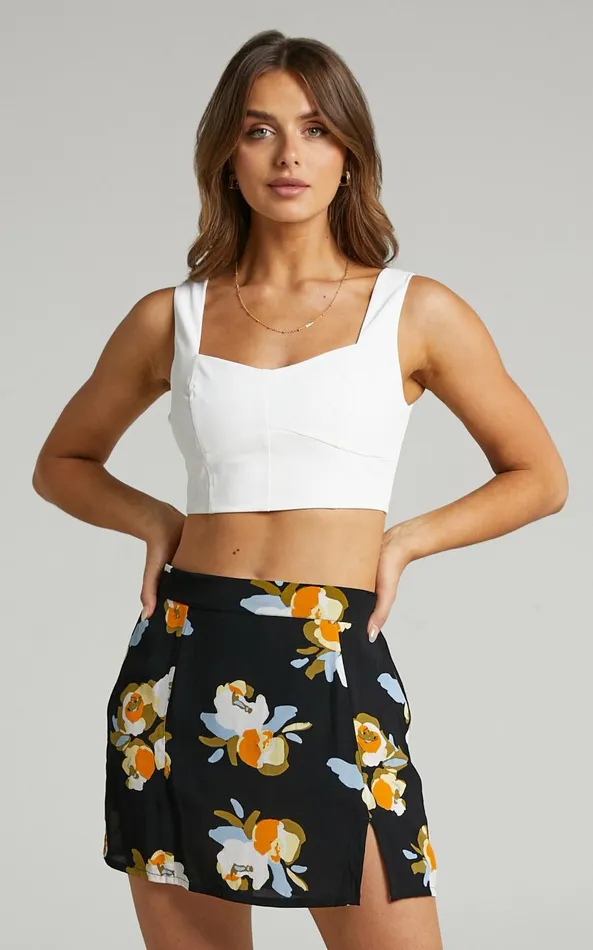 Showpo Rue Stiic 8211 Patti Mini Skirt In Marigold Floral Women Skirts