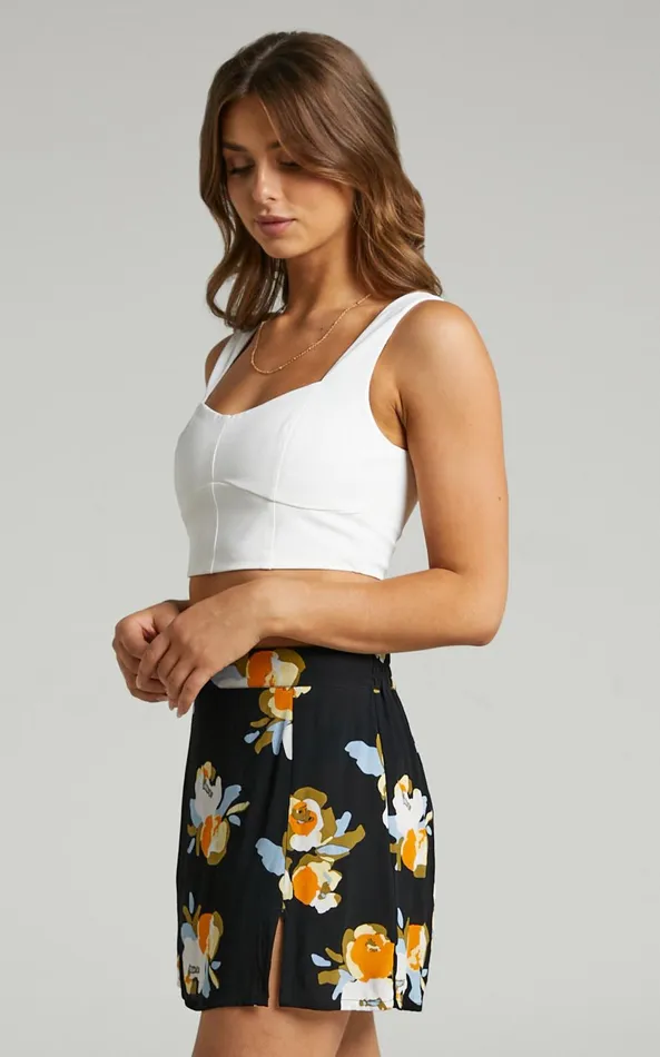 Showpo Rue Stiic 8211 Patti Mini Skirt In Marigold Floral Women Skirts