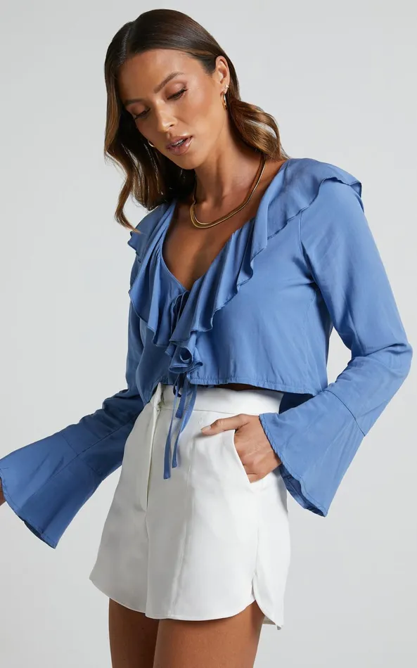 Showpo Rumina Top 8211 Long Sleeve Top In Blue Women Tops Showpo Rumina Top 8211 Long Sleeve Top In Blue Women Tops