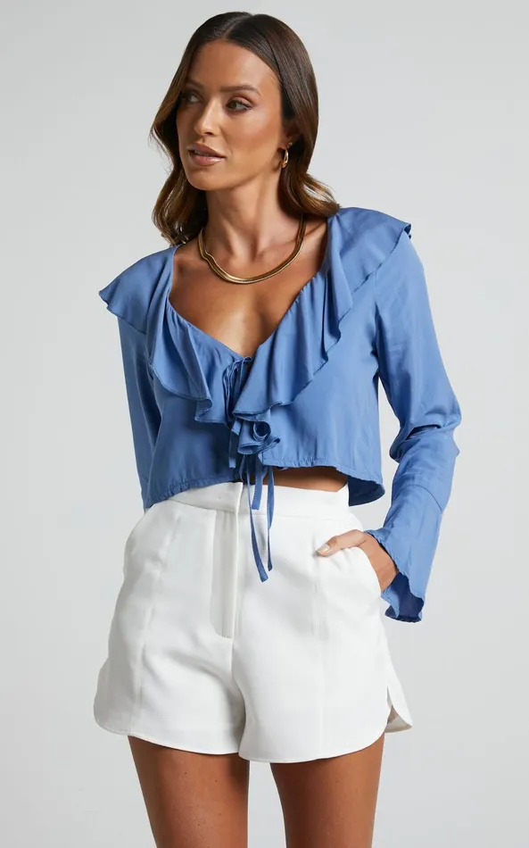 Showpo Rumina Top 8211 Long Sleeve Top In Blue Women Tops Showpo Rumina Top 8211 Long Sleeve Top In Blue Women Tops