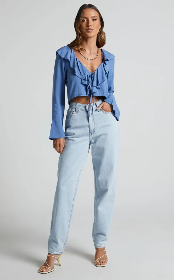 Showpo Rumina Top 8211 Long Sleeve Top In Blue Women Tops Showpo Rumina Top 8211 Long Sleeve Top In Blue Women Tops