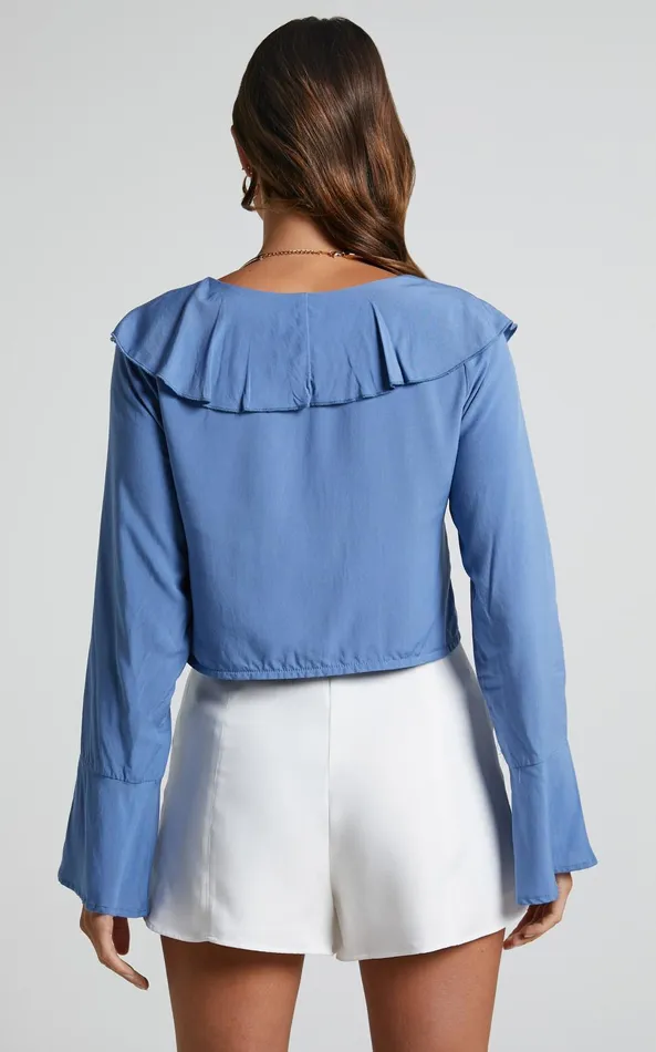 Showpo Rumina Top 8211 Long Sleeve Top In Blue Women Tops Showpo Rumina Top 8211 Long Sleeve Top In Blue Women Tops