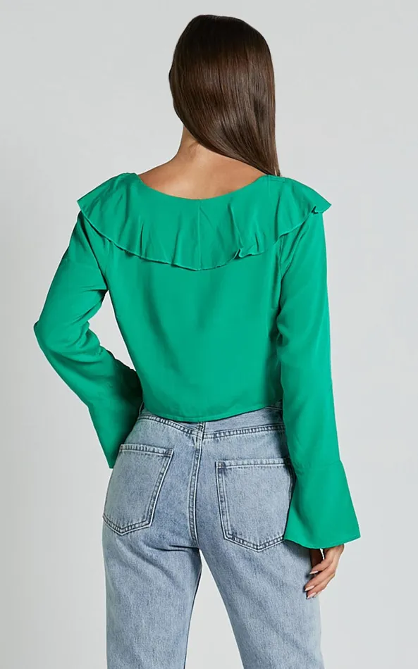 Showpo Rumina Top 8211 Long Sleeve Top In Green Women Curve Clothes Showpo Rumina Top 8211 Long Sleeve Top In Green Women Curve Clothes
