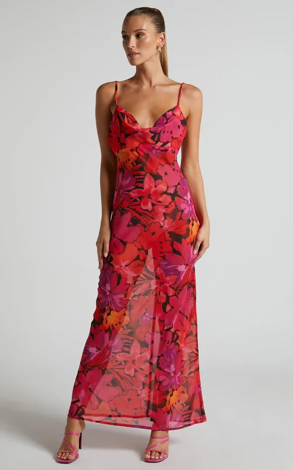 Showpo Runaway The Label 8211 Bad Romance Sheer Midi Dress In Pink Floral Women Dresses Showpo Runaway The Label 8211 Bad Romance Sheer Midi Dress In Pink Floral Women Dresses