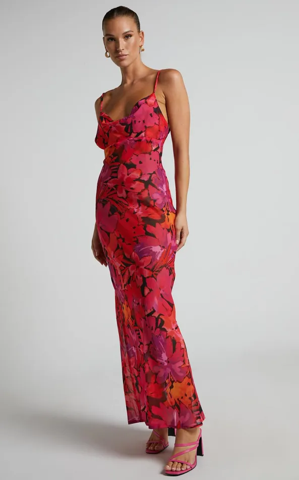 Showpo Runaway The Label 8211 Bad Romance Sheer Midi Dress In Pink Floral Women Dresses Showpo Runaway The Label 8211 Bad Romance Sheer Midi Dress In Pink Floral Women Dresses