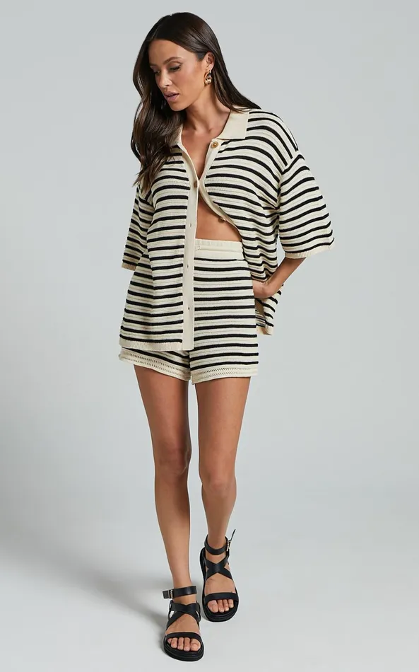 Showpo Runaway The Label 8211 Cherie Short In SandBlack Women Knitwear