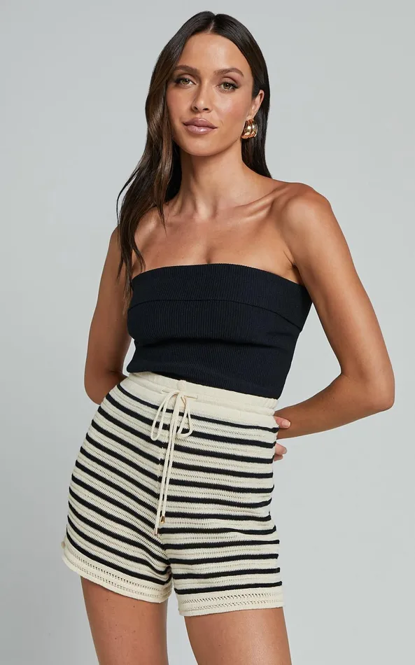 Showpo Runaway The Label 8211 Cherie Short In SandBlack Women Knitwear