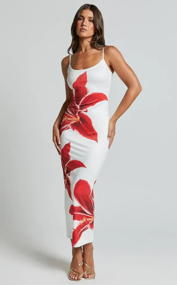 Showpo Runaway The Label 8211 Deia Midi Dress In CRIMSON LILY Women Dresses