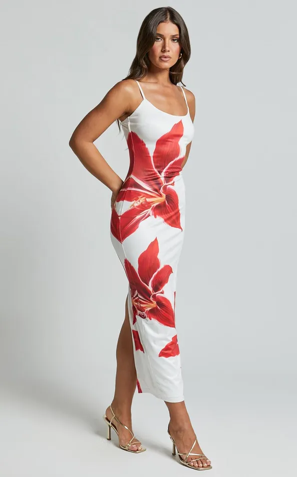 Showpo Runaway The Label 8211 Deia Midi Dress In CRIMSON LILY Women Dresses