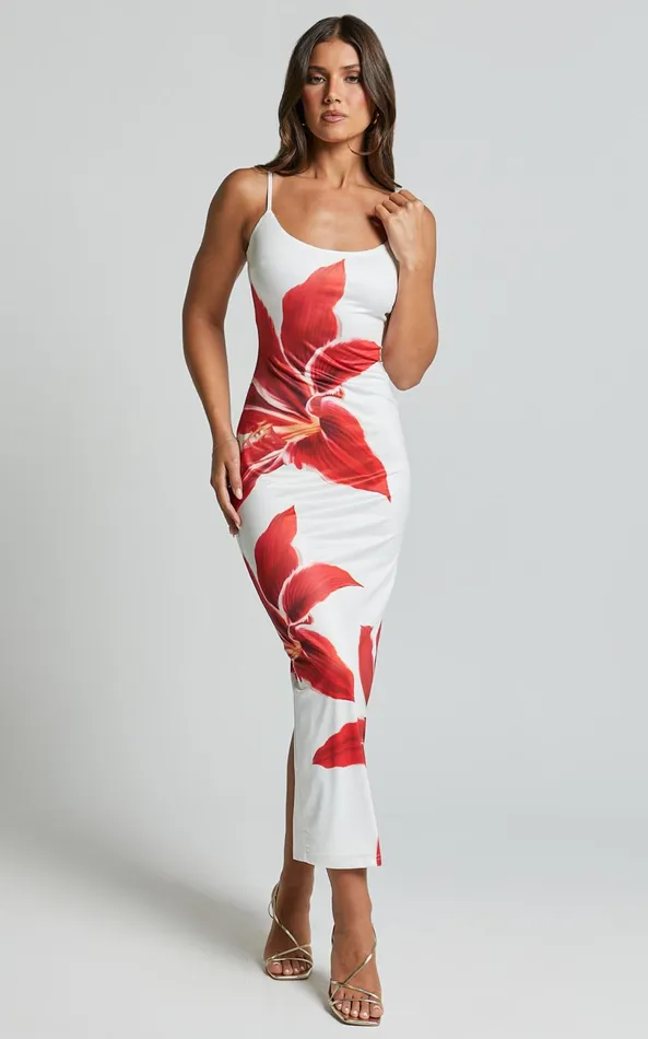 Showpo Runaway The Label 8211 Deia Midi Dress In CRIMSON LILY Women Dresses