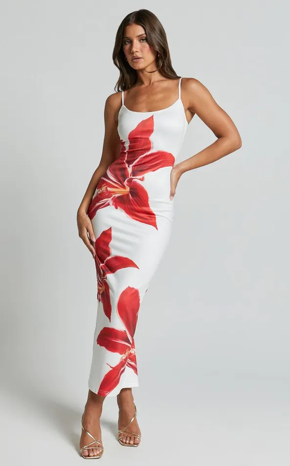 Showpo Runaway The Label 8211 Deia Midi Dress In CRIMSON LILY Women Dresses