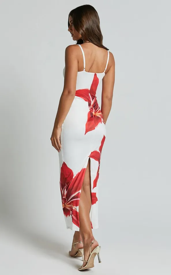 Showpo Runaway The Label 8211 Deia Midi Dress In CRIMSON LILY Women Dresses