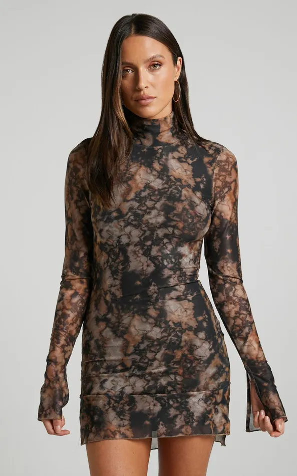 Showpo Runaway The Label 8211 Jordi Mini Dress In Stone Print Women Dresses